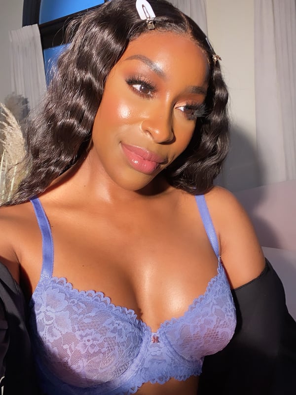 Savage x Fenty Floral Lace Unlined Bra in Blue