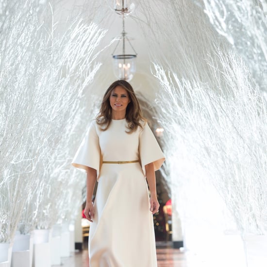 Melania Trump Wearing White Midi Dress