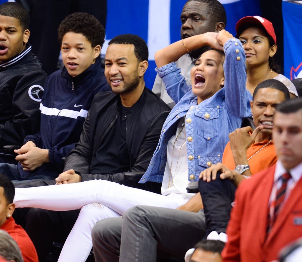 Chrissy Teigen was overcome with emotion while at an LA Clippers game with husband John Legend in April 2014.