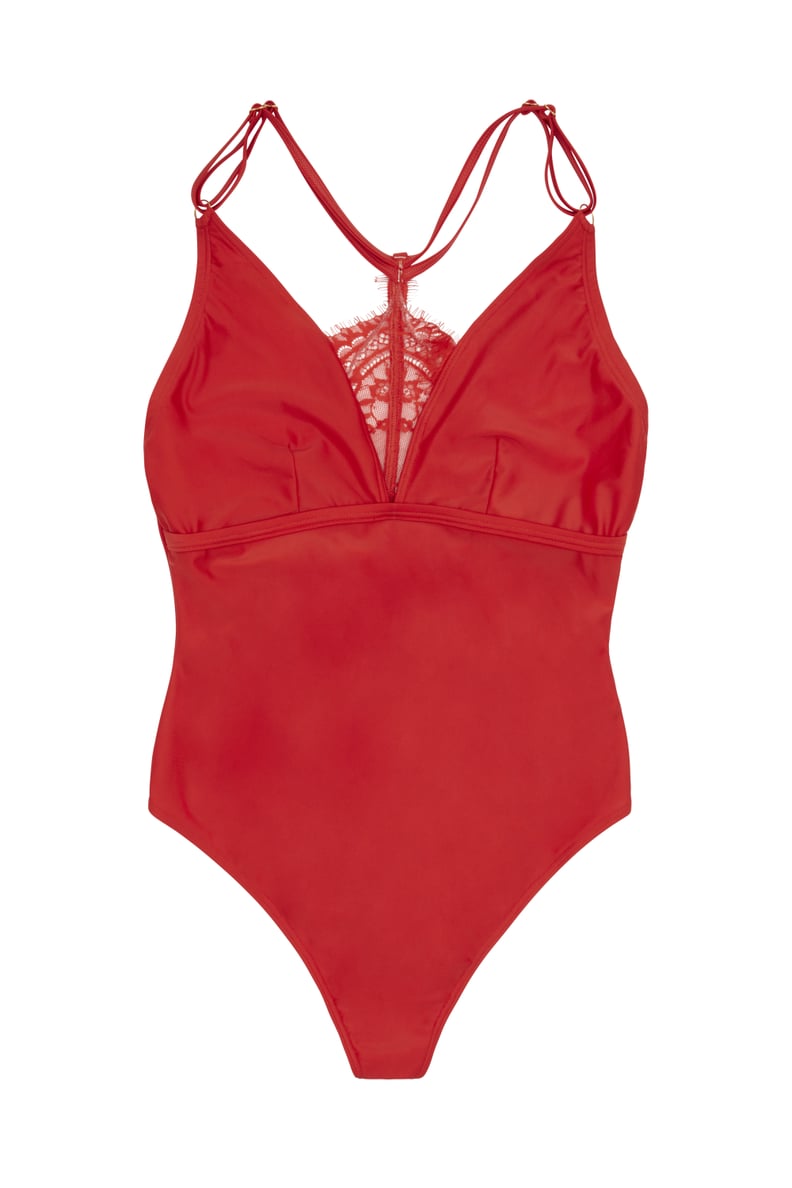 Hunter McGrady Plus Size/Curve Red Lace Swimsuit