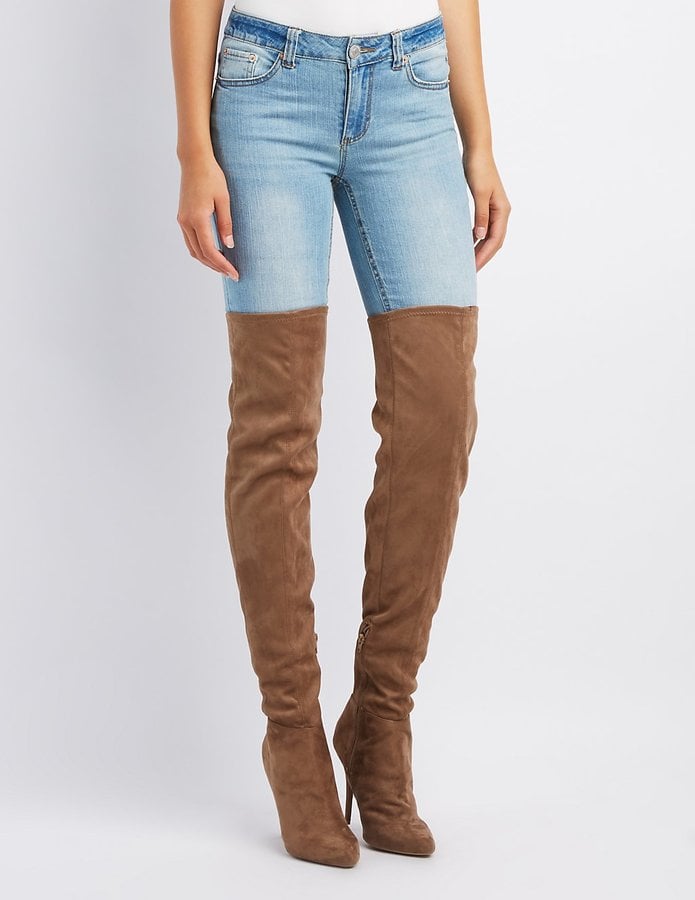 Charlotte Russe Lace-Up Over-the-Knee Boots