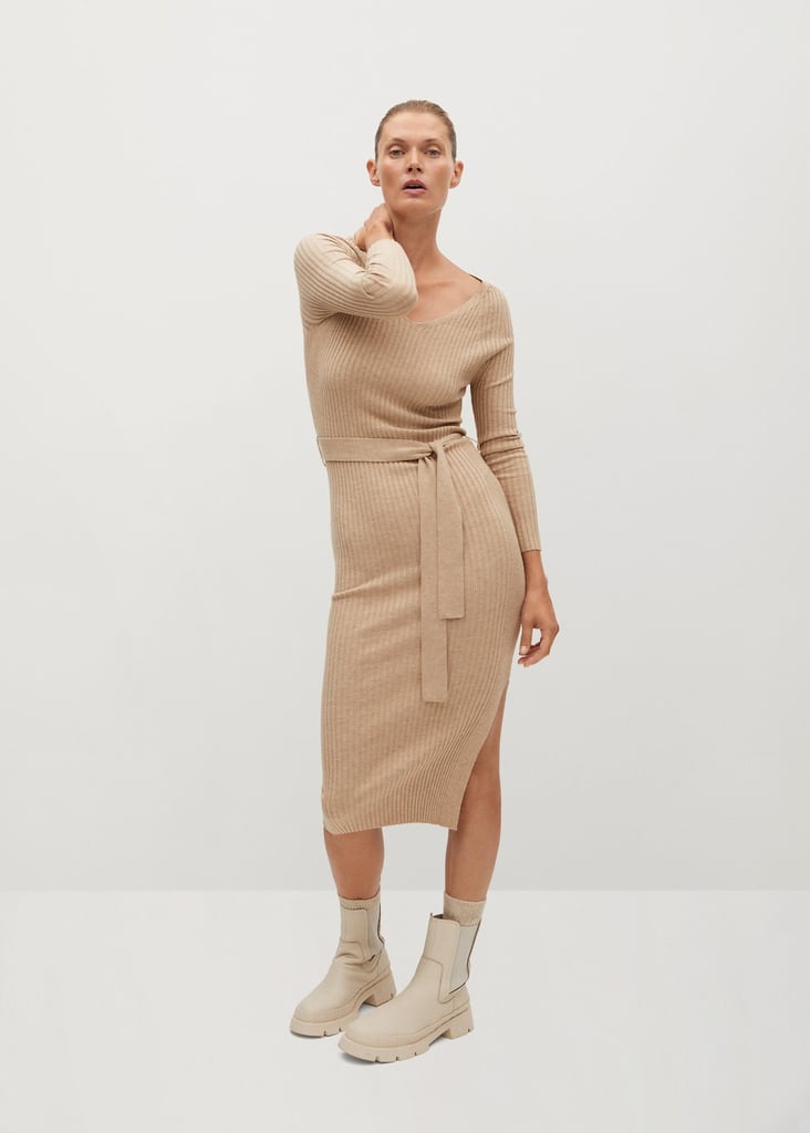 Mango Ribbed Jersey Dress