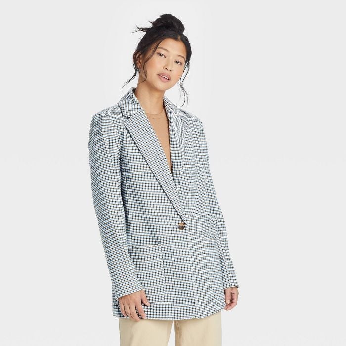 She's the Boss: A New Day Women's Plaid Blazer