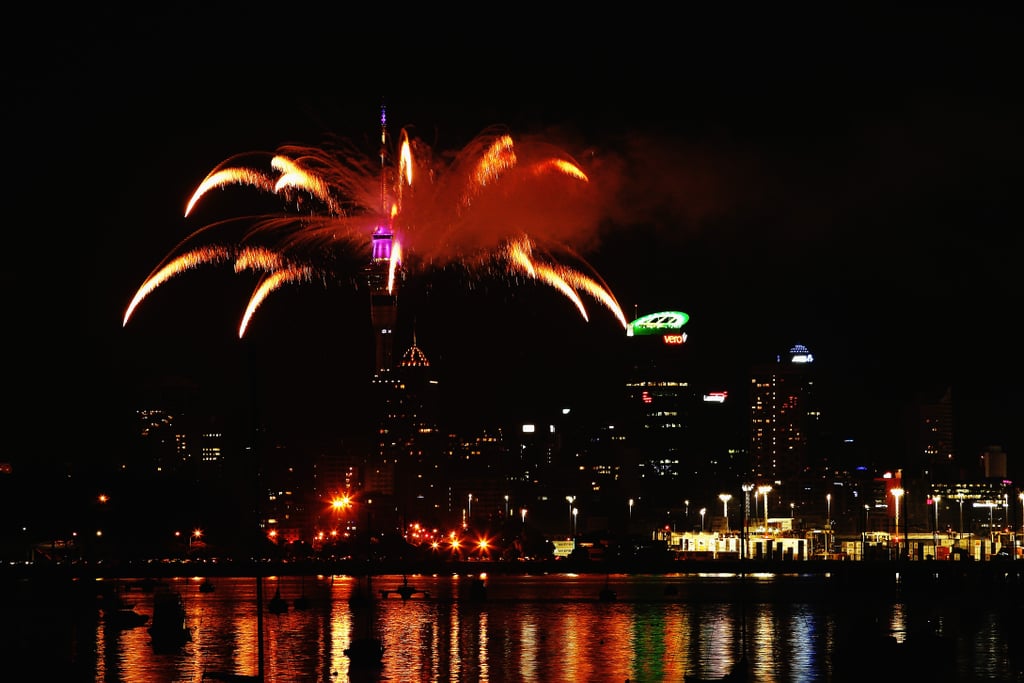 Auckland, New Zealand, kicked off 2014 with a fireworks show.