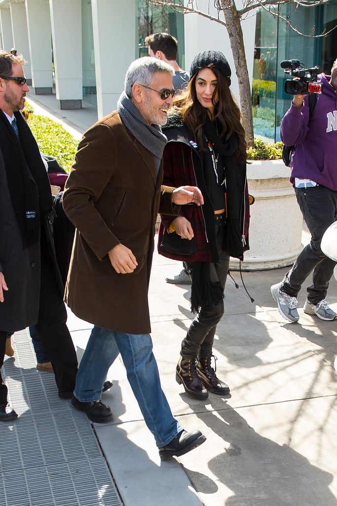 Amal Clooney Wearing Plaid Jacket