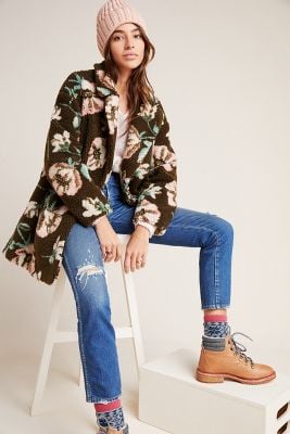 Olivia Floral Teddy Coat