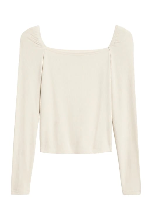 Ribbed Square-Neck Cropped Top