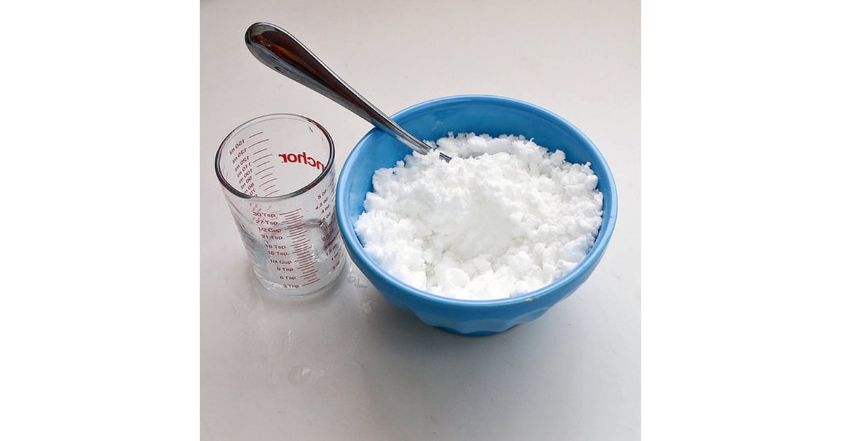 In a small glass, mix together the vinegar and hydrogen peroxide