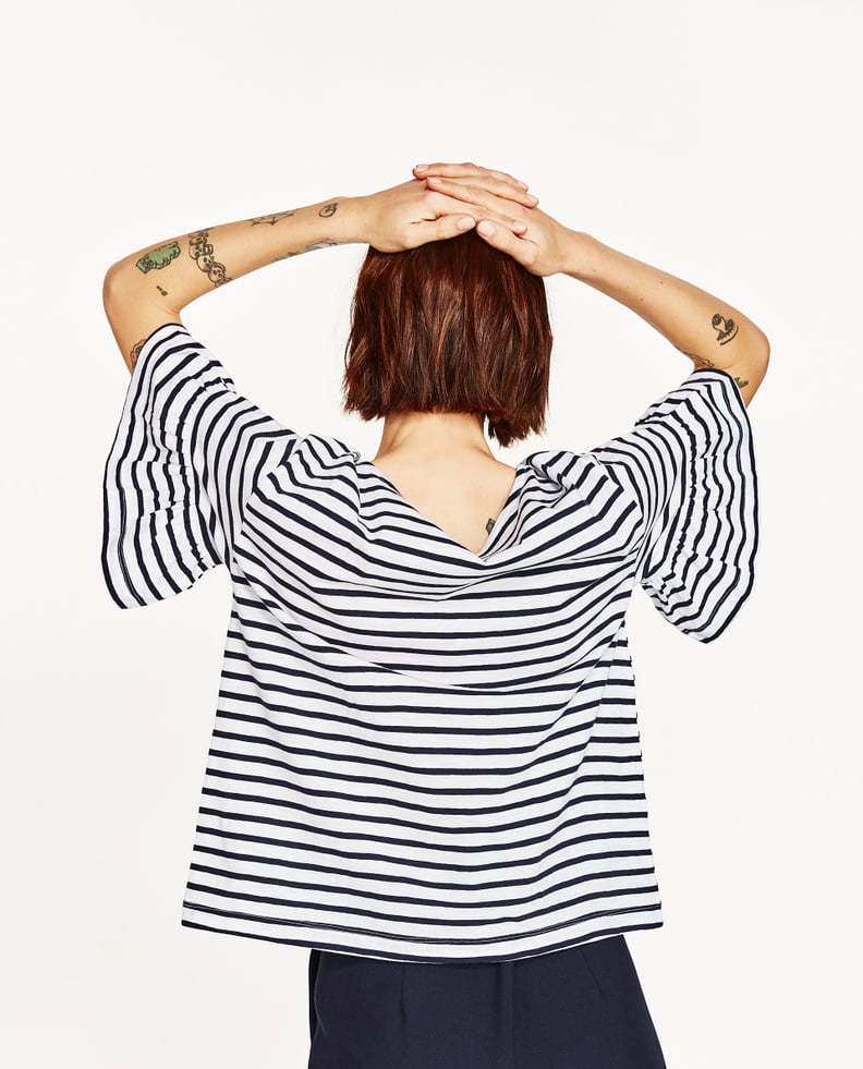 Zara T-Shirt With Frilled Sleeves