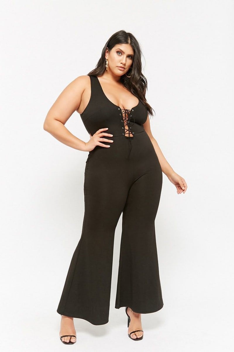 Forever New Curve bandeau bow drape jumpsuit in red | ASOS