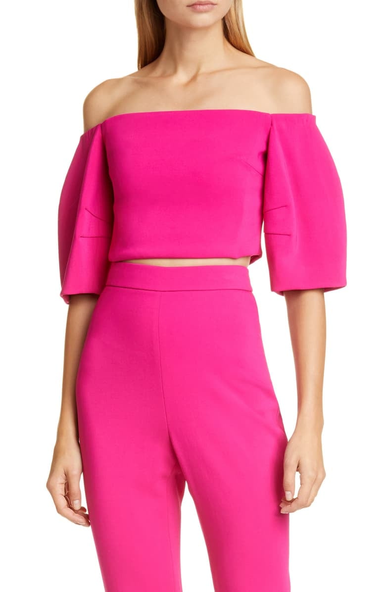 Cushnie Off the Shoulder Crop Top