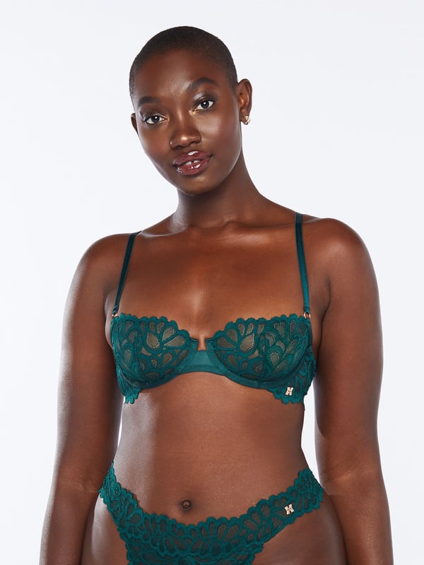 Savage Not Sorry Unlined Lace Balconette Bra in Green