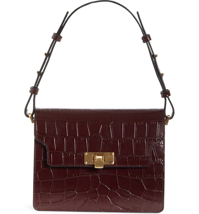 Vintage Brick Croc Embossed Leather Bag
