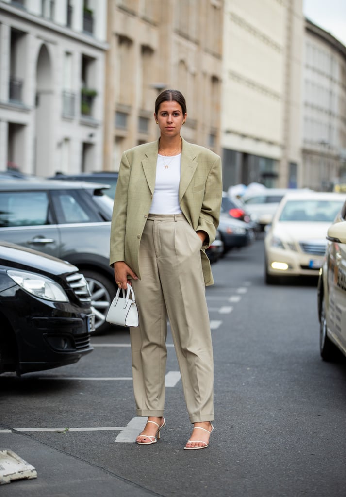 Style Your Summer Suit With a White Strappy Pair