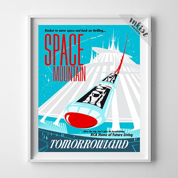Vintage Space Mountain Nursery Print