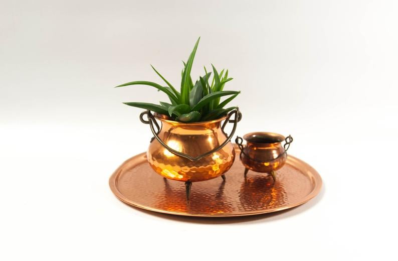 Copper Cauldron Cactus Planters