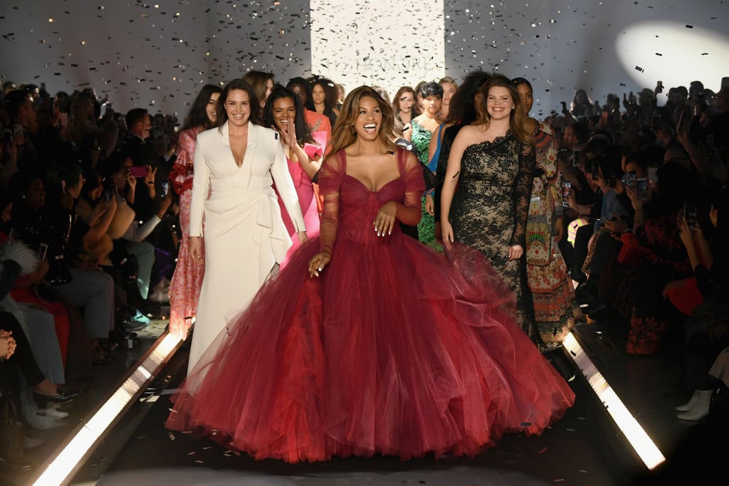 Laverne Cox's Zac Posen Dress on 11 Honouré Runway Feb. 2019