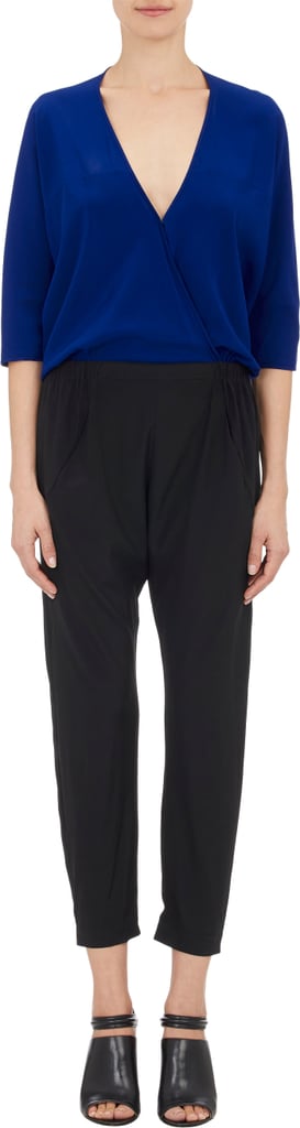 Zero Maria Cornejo Charmeuse-Back Crepe Bomber Jumpsuit-Blue ($995)