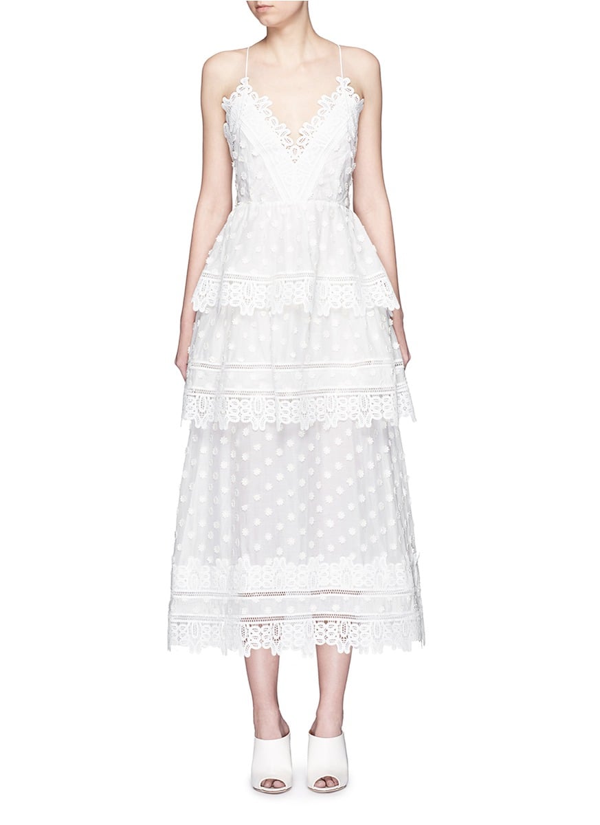 self portrait ivy lace trim midi dress