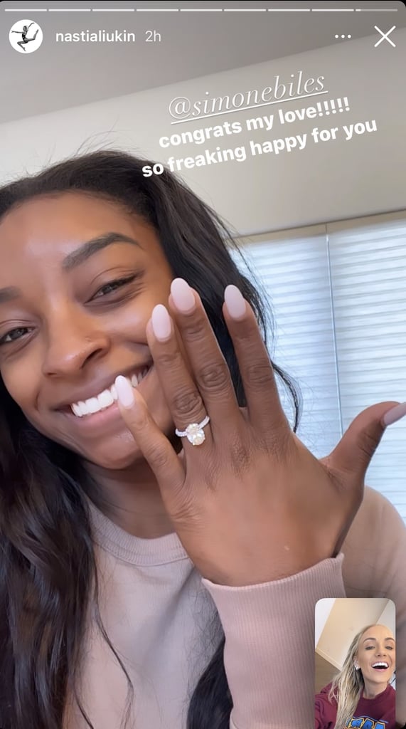 Simone Biles's Milk-Bath Engagement Manicure Is Classic
