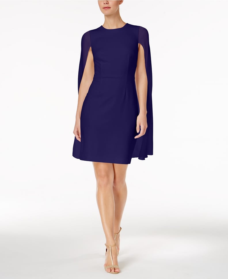 Calvin Klein Crepe Cape Dress