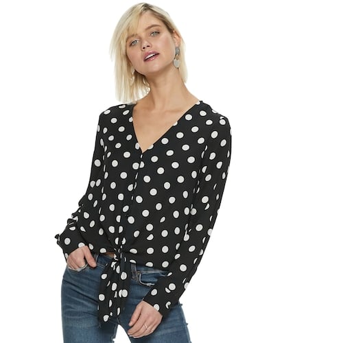 Popsugar Knot Front Long Sleeve Top Stylish Popsugar At Kohls Clothing To Buy On Clearance
