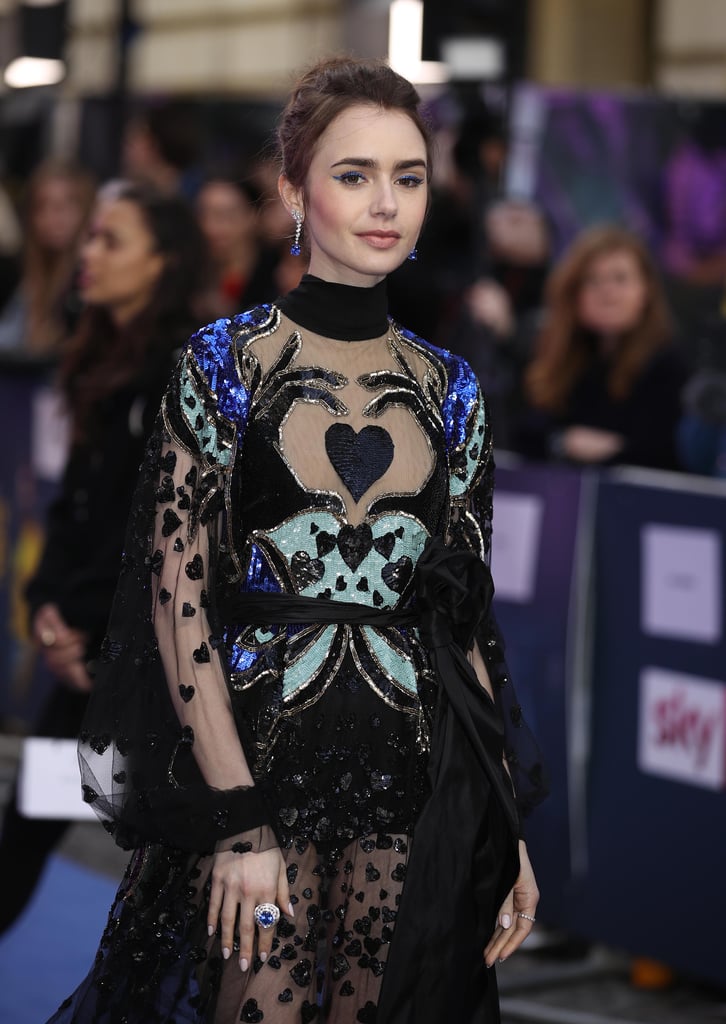 Lily Collins Gown With Hands and Heart 2019