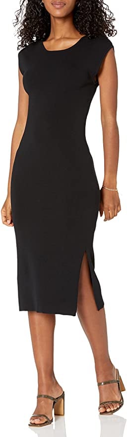 For the Perfect LBD: The Drop Laila Power Shoulder Twist-Back Midi Sweater Dress