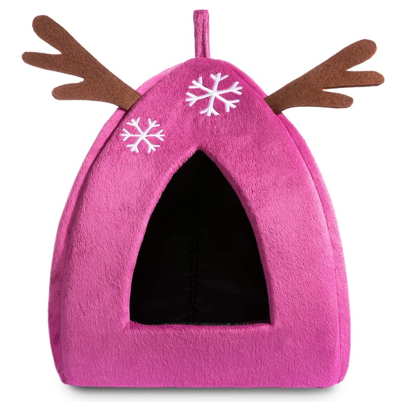 Hollypet Self-Warming 2-in-1 Cat Bed — Pink Reindeer