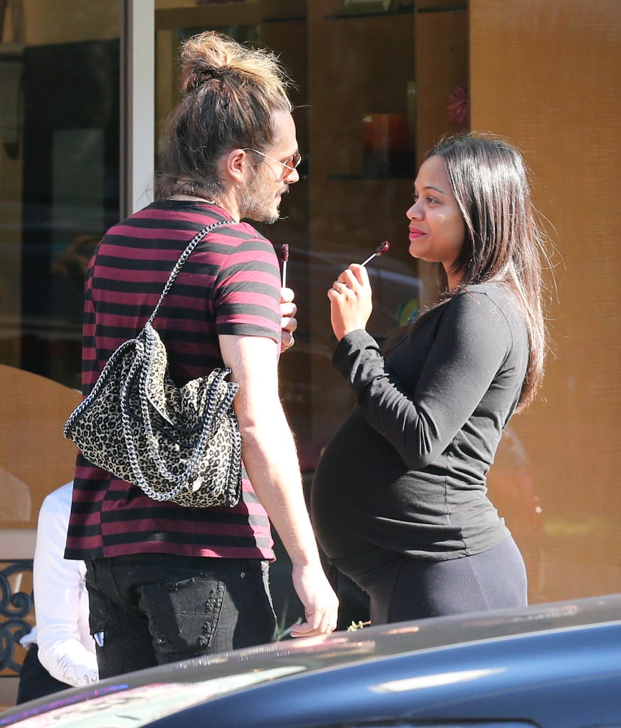 Pregnant Zoe Saldana Kissing Marco Perego | Photos