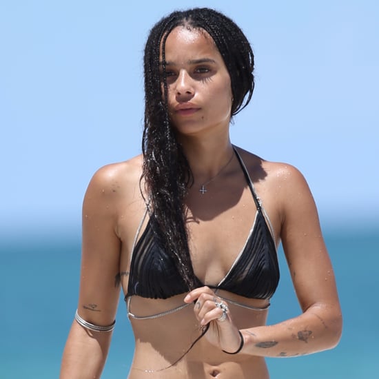 Zoe Kravitz Wearing Black Bikini in Miami Pictures