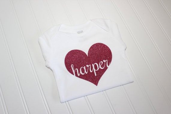 monogrammed heart onesie
