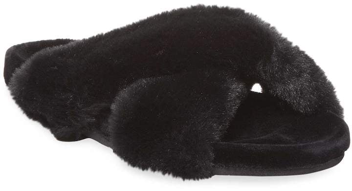 ALEX+ALEX Faux Fur Criss-Cross Slide