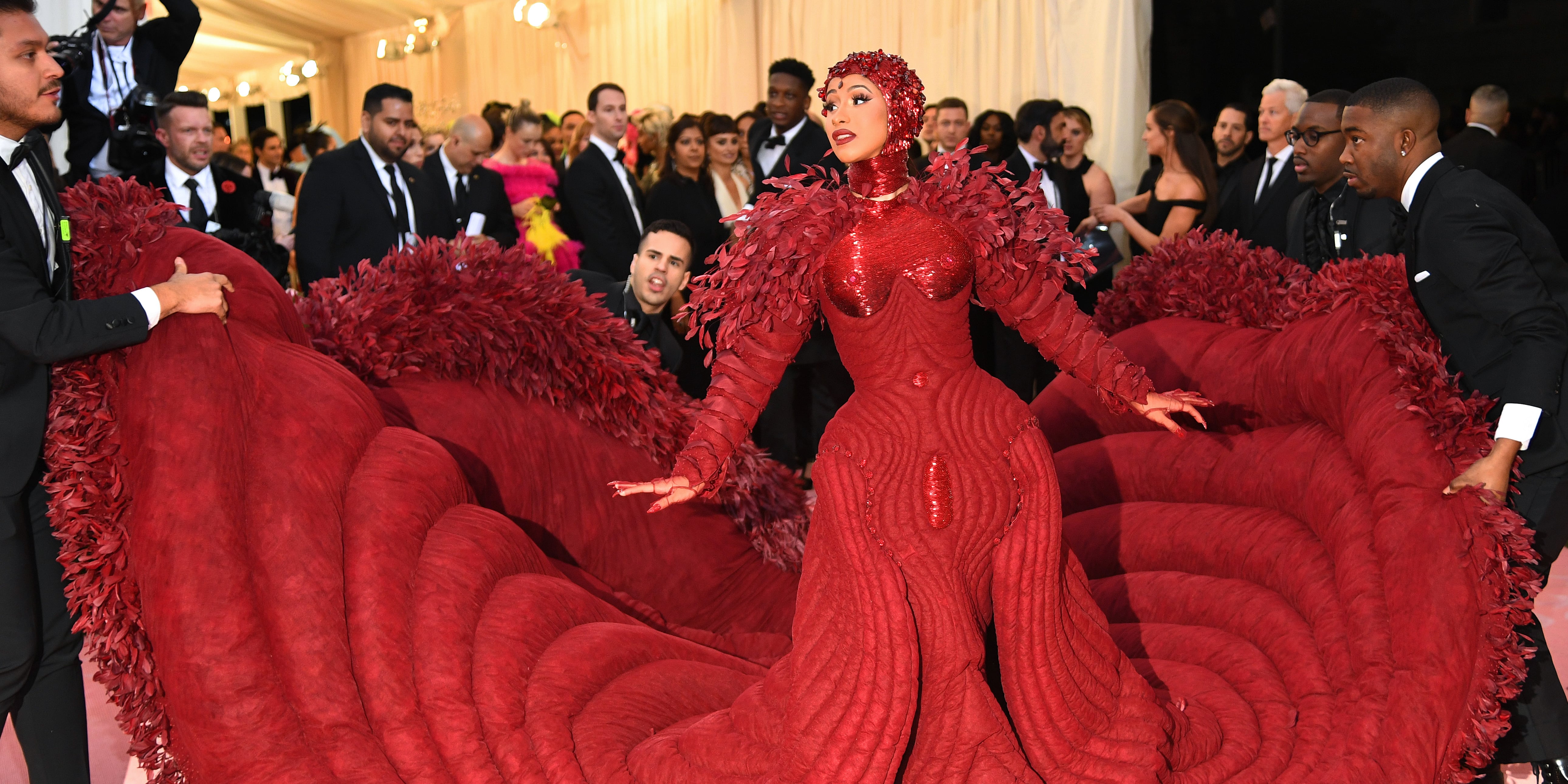 cardi b red dress met gala 2019 Cardi B Met Gala Dress 2019