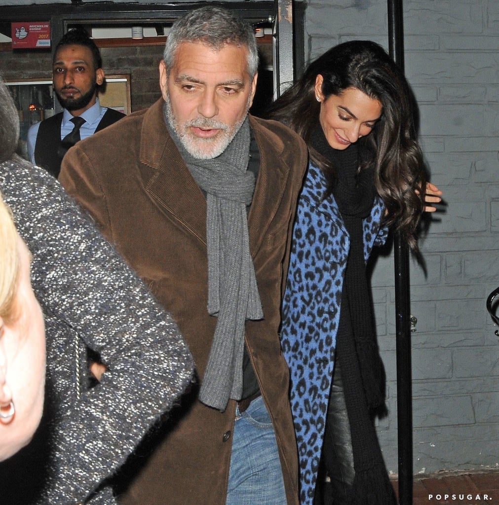 Amal Clooney Blue Leopard Coat