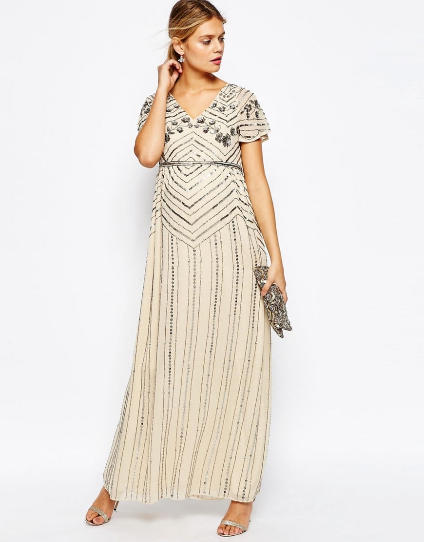 maternity embellished maxi dress