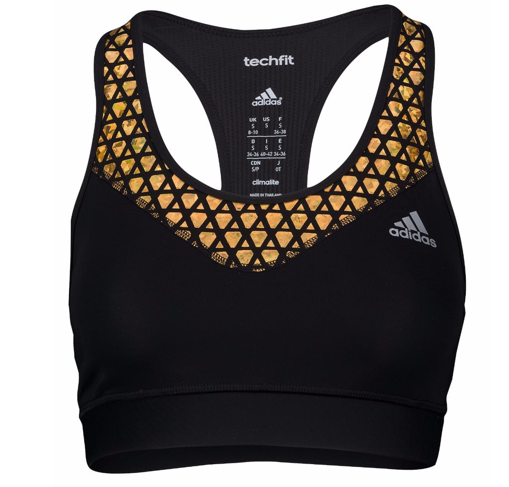 Adidas Techfit Sports Bra Gold Workout Clothes POPSUGAR Fitness