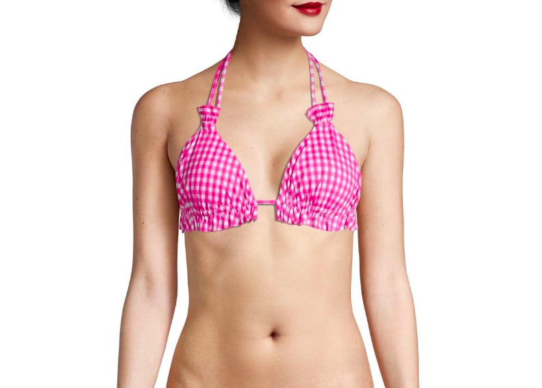 Caroline Constas Nikki Ruffled Gingham Triangle Bikini Top