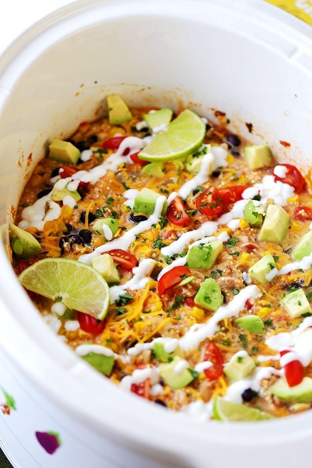 Crockpot Salsa Chicken Quinoa Casserole