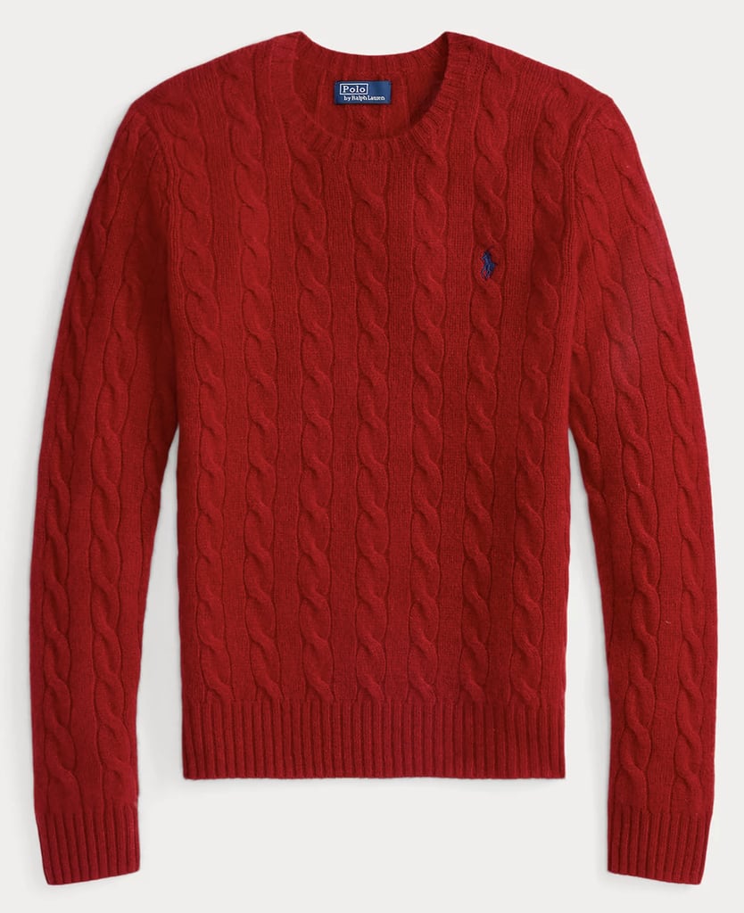 Polo Ralph Lauren Cable Wool-Cashmere Crew Neck Sweater ($228)
As someone who absolutely loves the sweater over the shoulder aesthetic, this Polo Ralph Lauren sweater is the exact item I go for. I can drape it over my shoulders for an extra level of style or I can throw it on with a silk skirt for an elevated holiday look - it's the perfect mix of both. Not to mention, Ralph Lauren is having a major moment right now (hello, Taylor Swift).