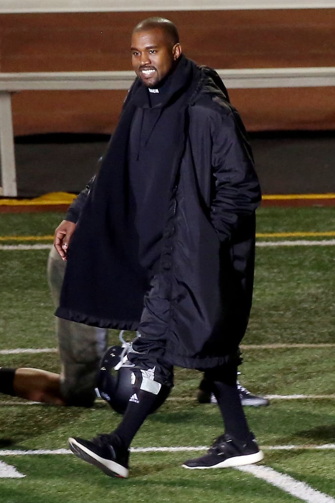 Kanye West suited up for a music video shoot with Big Sean on Monday in LA.
