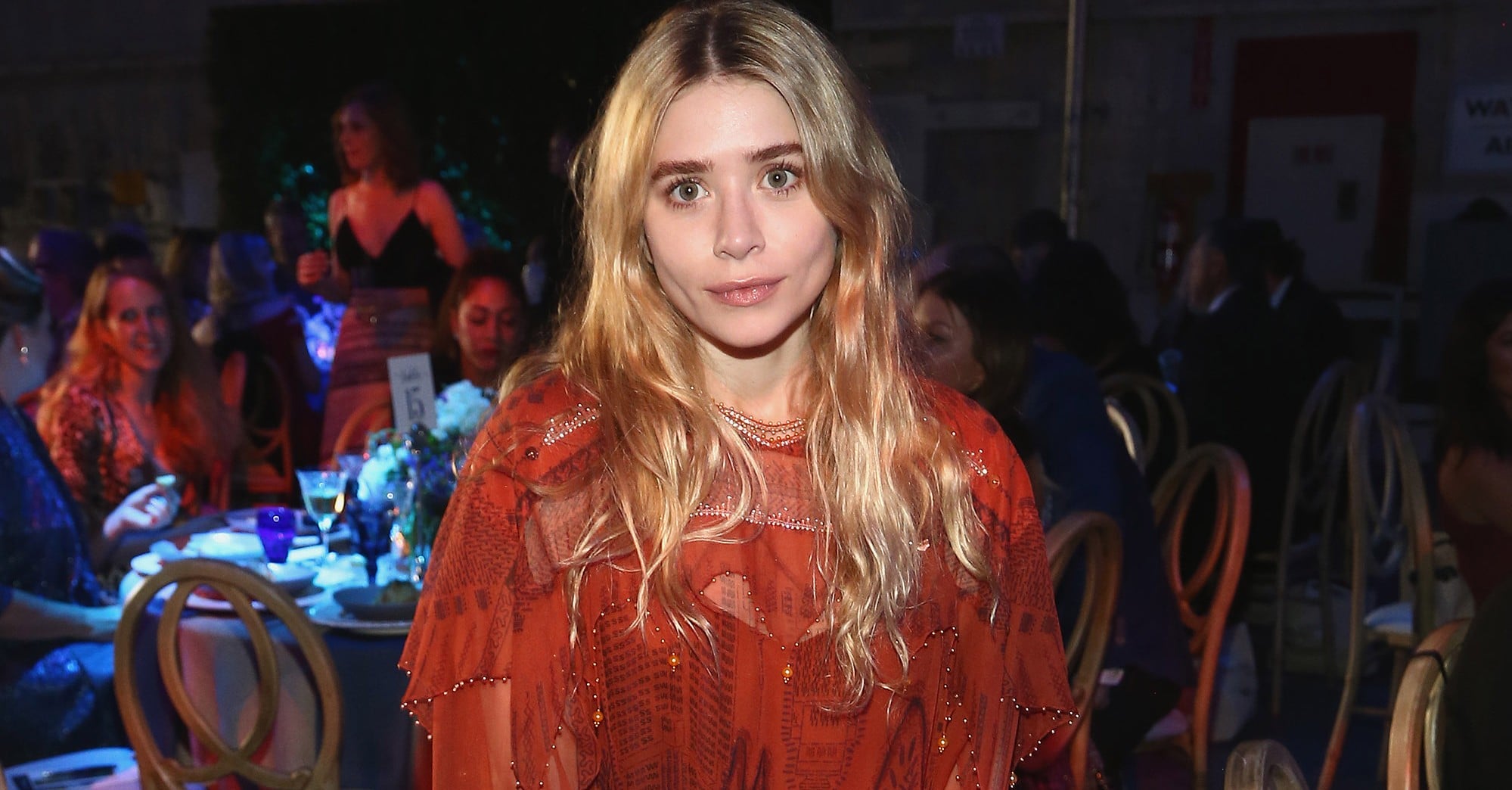 ashley olsen red dress Ashley Olsen Red Beaded Dress