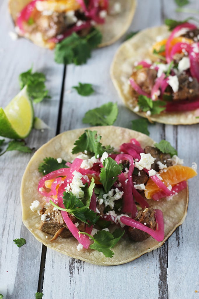 Recipe for a Crowd: Slow-Cooker Pomegranate Pork Tacos With Quick-Pickled Red Onions