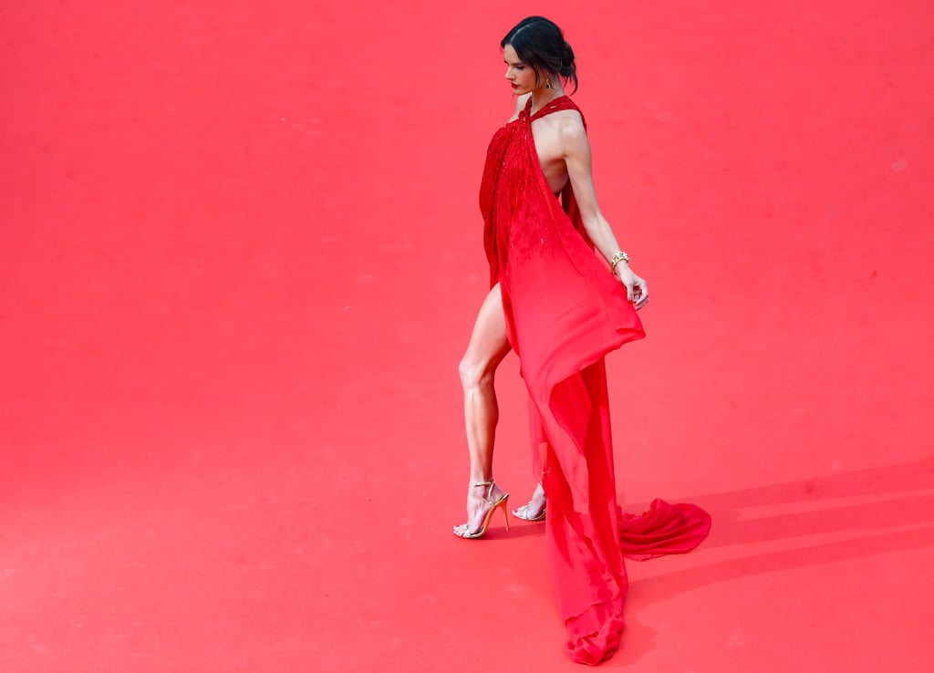 Alessandra Ambrosio Red Julien Macdonald Gown at Cannes 2019