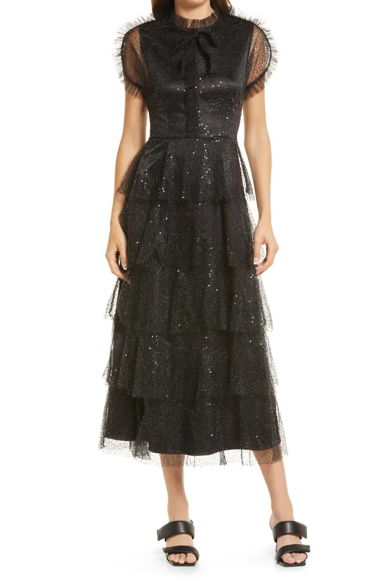 Black-Tie Beauty: Amy Lynn Mesh Overlay Midi Tea Dress