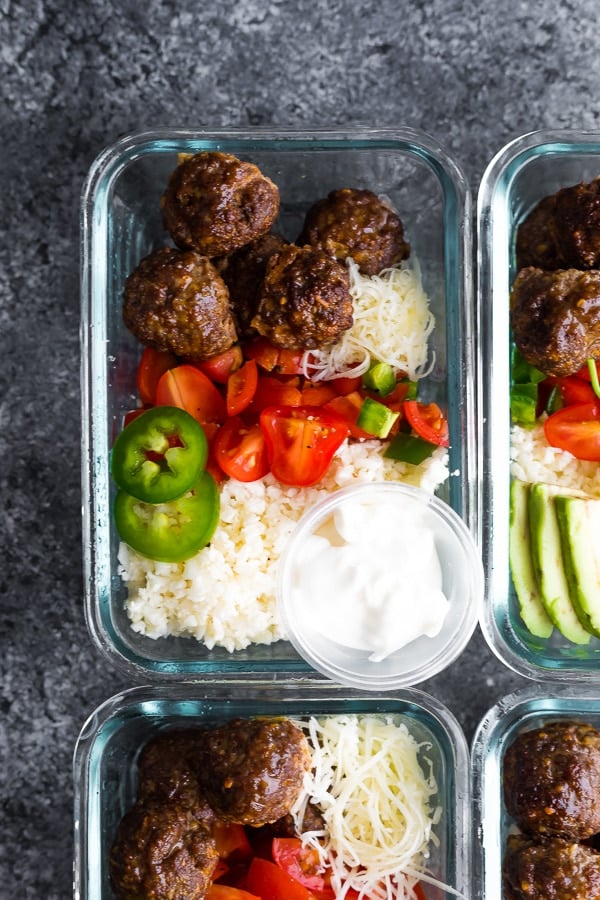 Low-Carb Meatball Burrito Bowls