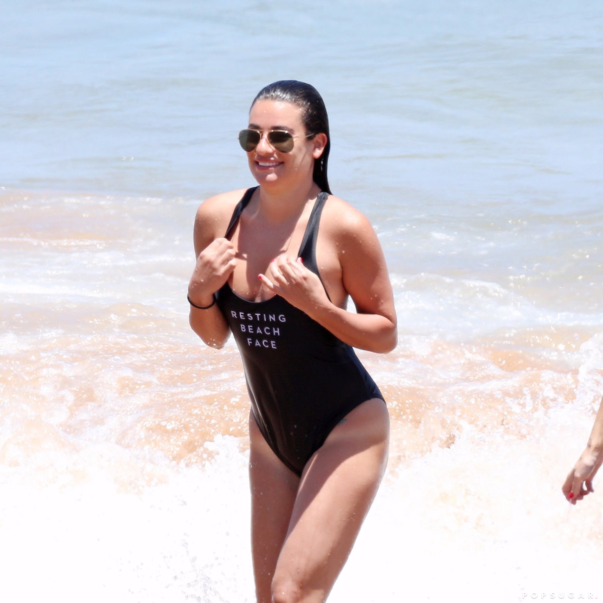 resting beach face swimsuit