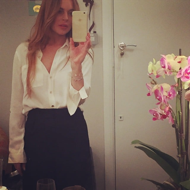 Lindsay Lohan looked office-appropriate in her mirror selfie.
Source: Instagram user lindsaylohan