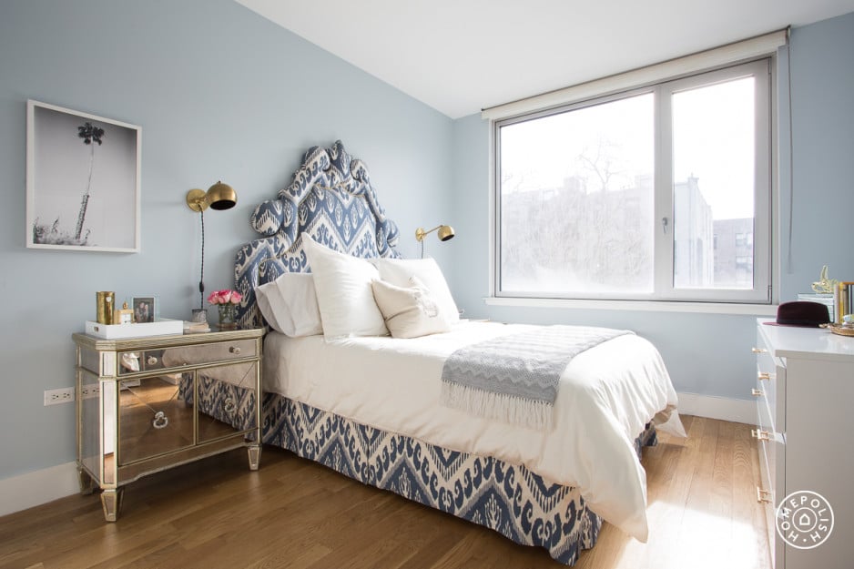 The blue and mirrored elements of this room are just like Cinderella's ball gown and glass slipper!