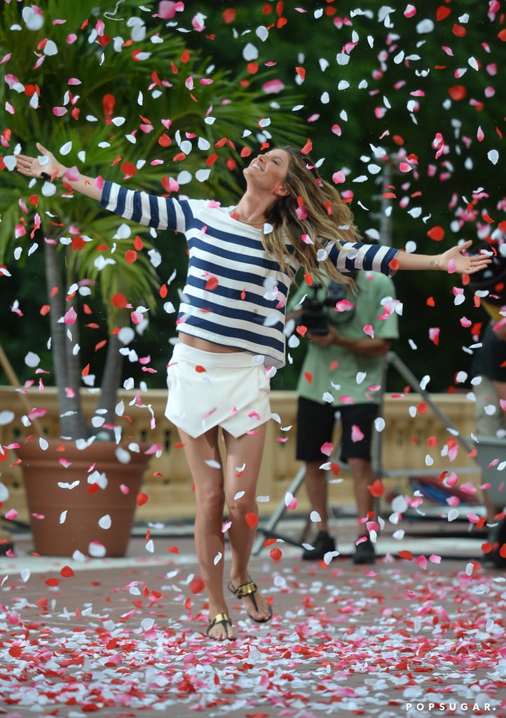 Gisele Bundchen in Rose Petals at Photo Shoot in Miami